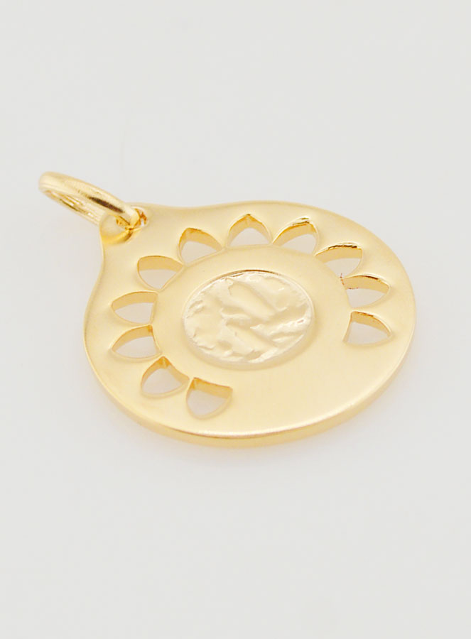 Médaille Vierge Marie Ajourée Plaqué Or - 20mm (pic 4)