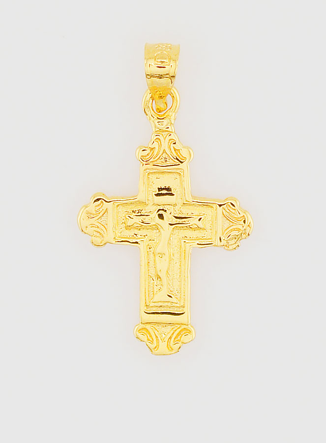 Pendentif Croix Large en Plaqué Or - 18mm (pic 1)