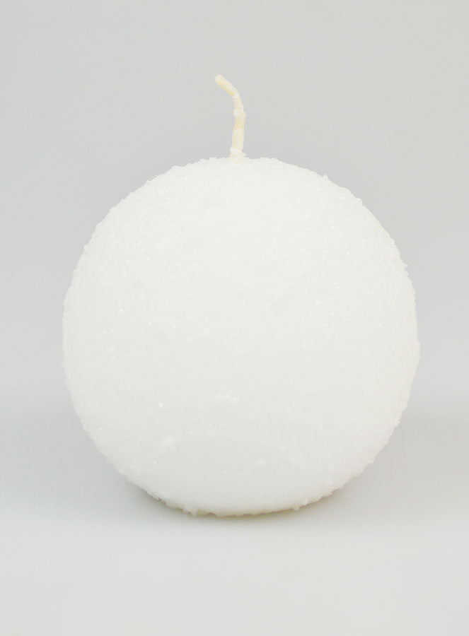 Bougie de Noël Boule Givrée 8cm - Blanc (pic 1)