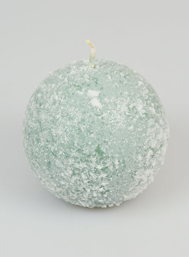 Bougie de Noël Boule Givrée 8cm - Vert (pic 2)