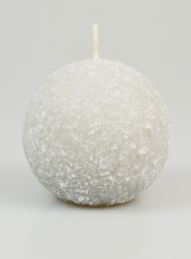 Bougie de Noël Boule Givrée 8cm - Argent (pic 1)
