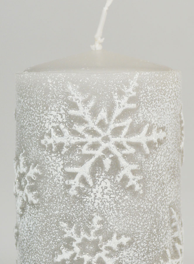 Bougie de Décoration Cristaux de Neige - Argent (pic 3)