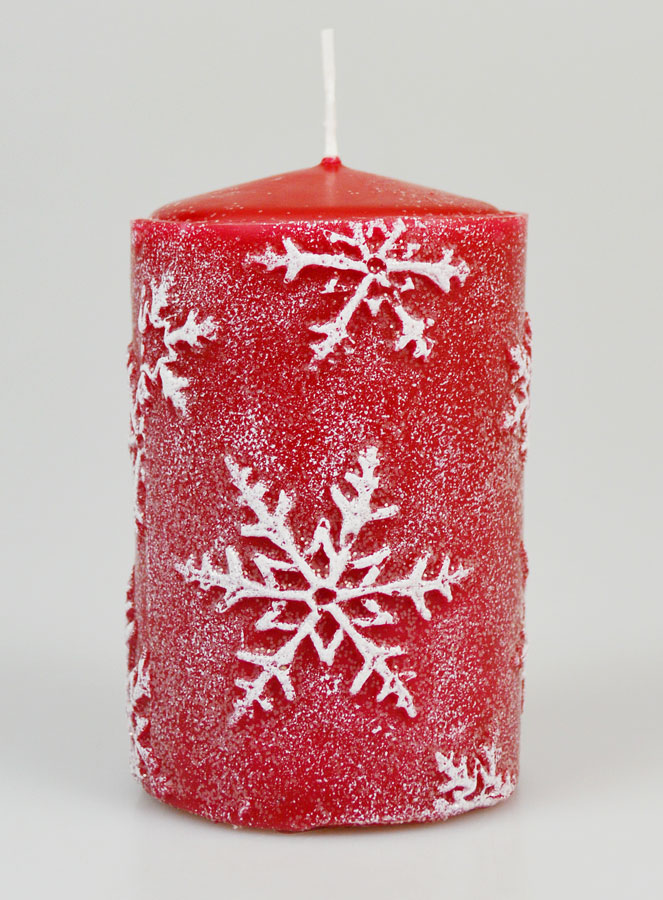 Bougie de Noël Flocons de Neige - Rouge (pic 1)