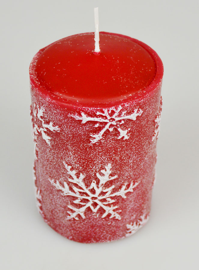 Bougie de Noël Flocons de Neige - Rouge (pic 2)