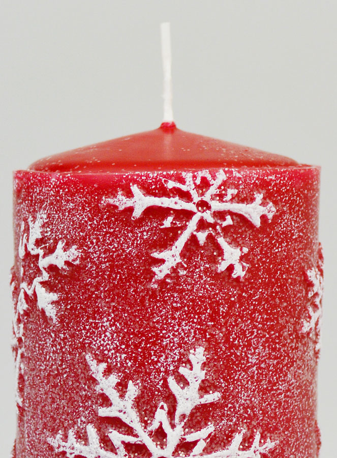 Bougie de Noël Flocons de Neige - Rouge (pic 3)
