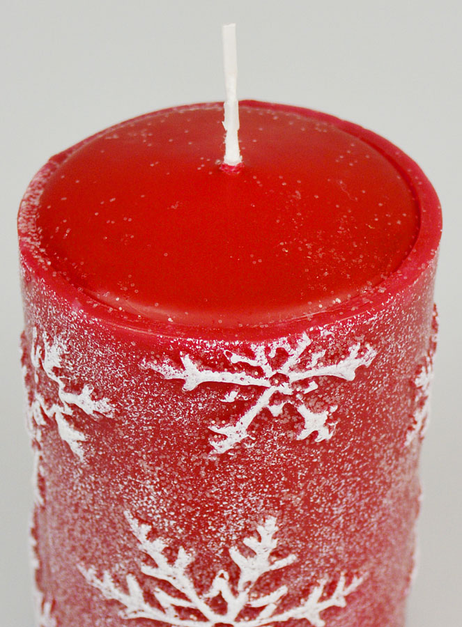 Bougie de Noël Flocons de Neige - Rouge (pic 4)