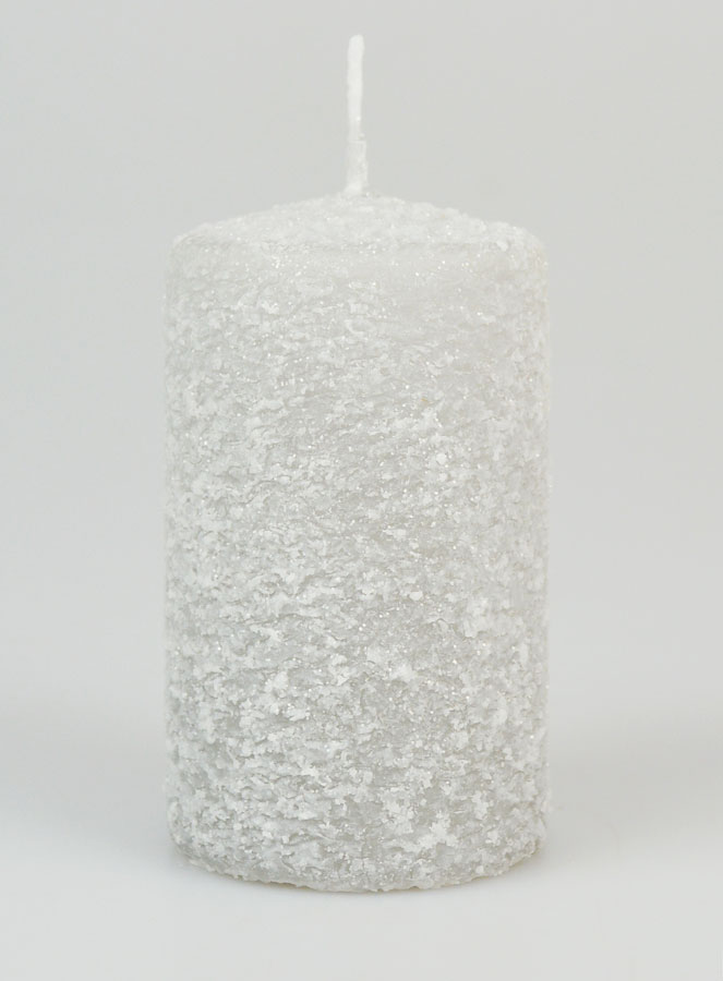 Bougie de Noël Effet Givré 10cm - Argent (pic 1)