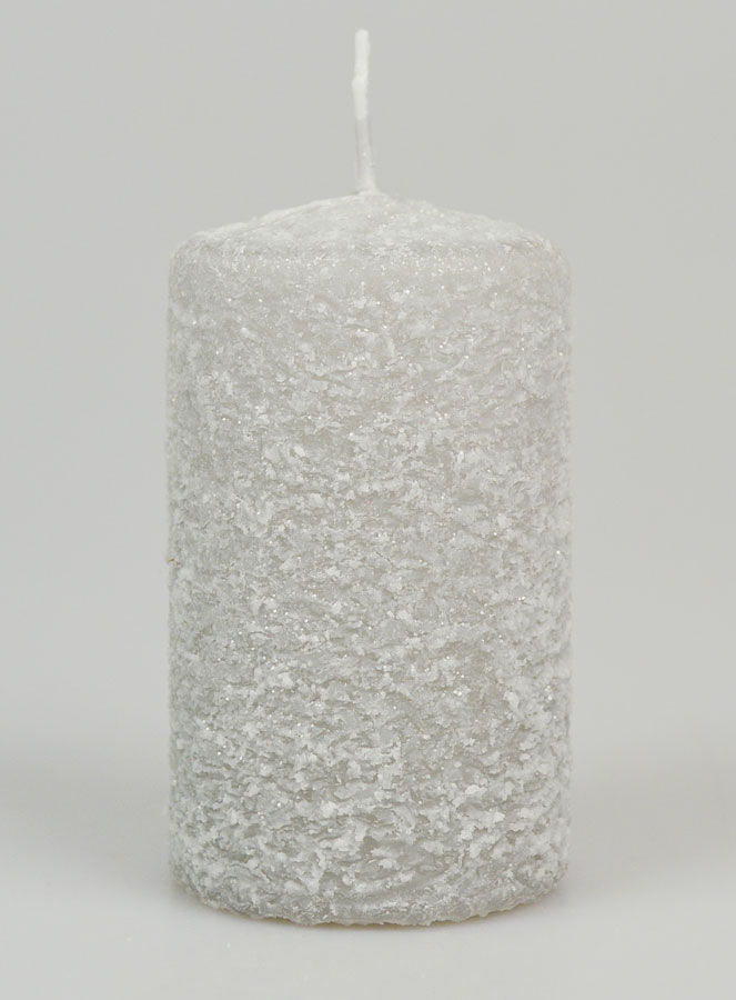 Bougie de Décoration Givrée 10cm - Argent (pic 1)