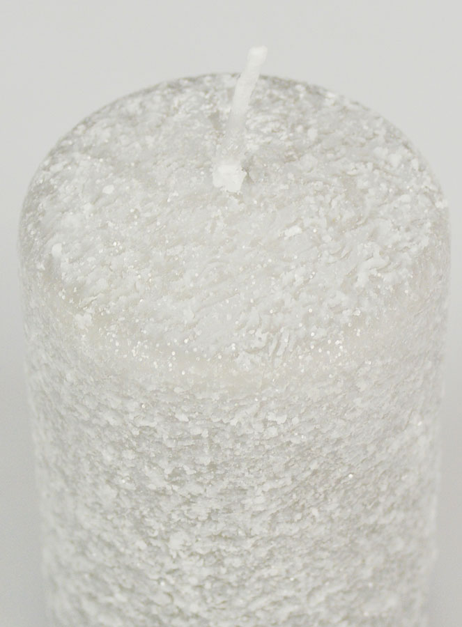 Bougie de Décoration Givrée 10cm - Argent (pic 4)