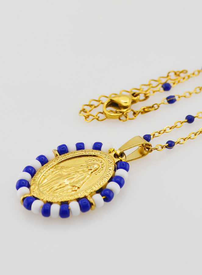 Médaille Miraculeuse Marinière & Chaîne Perlée (pic 1)