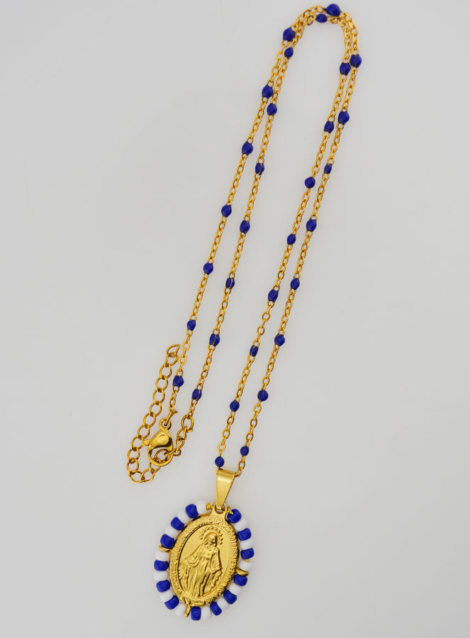 Médaille Miraculeuse Marinière & Chaîne Perlée (pic 2)