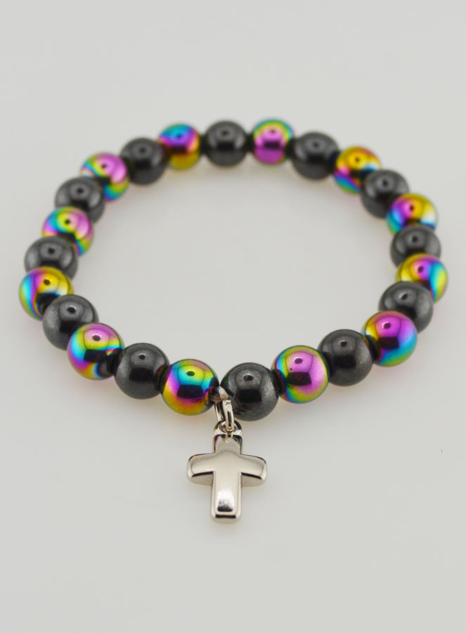 Bracelet Avec Croix - Hématite & Titane de Quartz (pic 2)