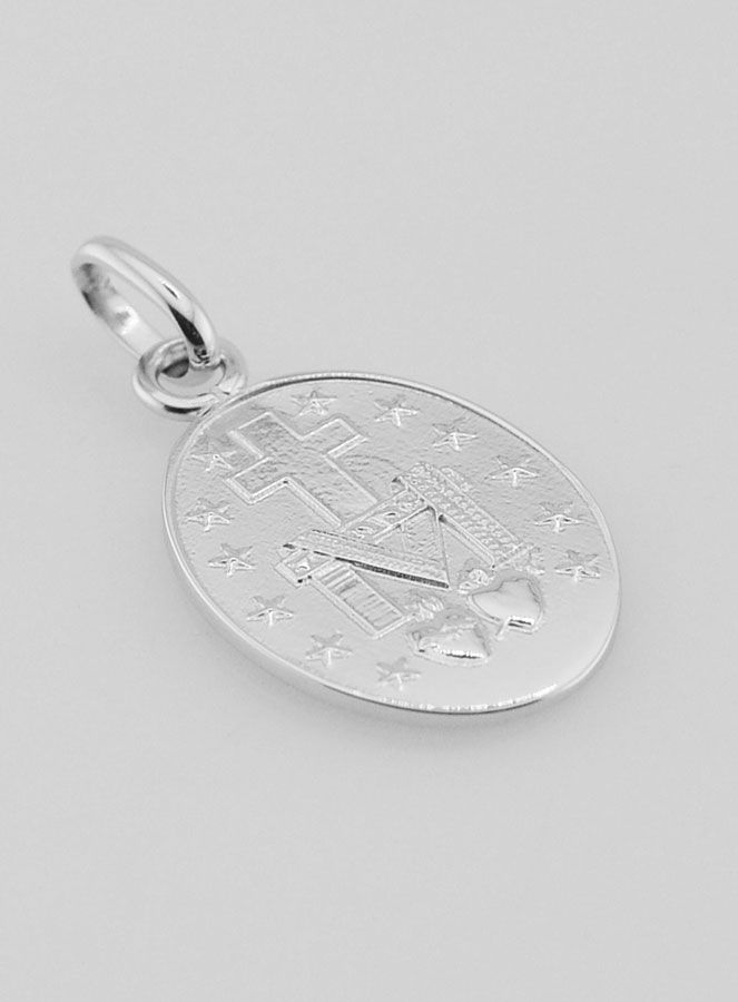 Médaille Miraculeuse Or Blanc 18k - 20mm (pic 4)
