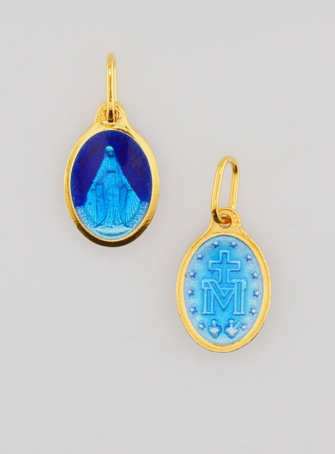 Médaille Miraculeuse Argent Doré & Émail 2 Tons - 10mm (pic 1)