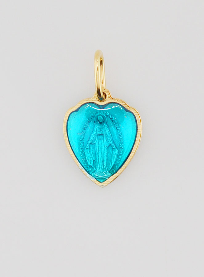 Médaille Miraculeuse Bleue en Forme de Coeur - 10mm (pic 1)