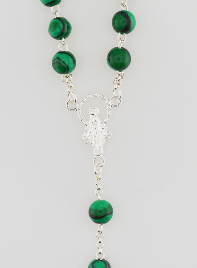 Chapelet Vierge Miraculeuse Argent 925 & Malachite (pic 4)