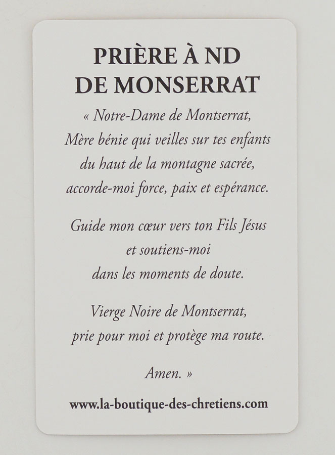 Carte de Prière à Notre Dame de Montserrat (pic 2)
