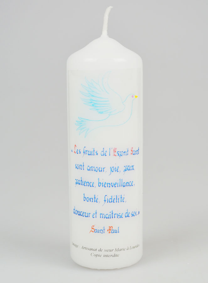 Cierge de Confirmation Les Fruits de l'Esprit Saint - 12cm (pic 1)