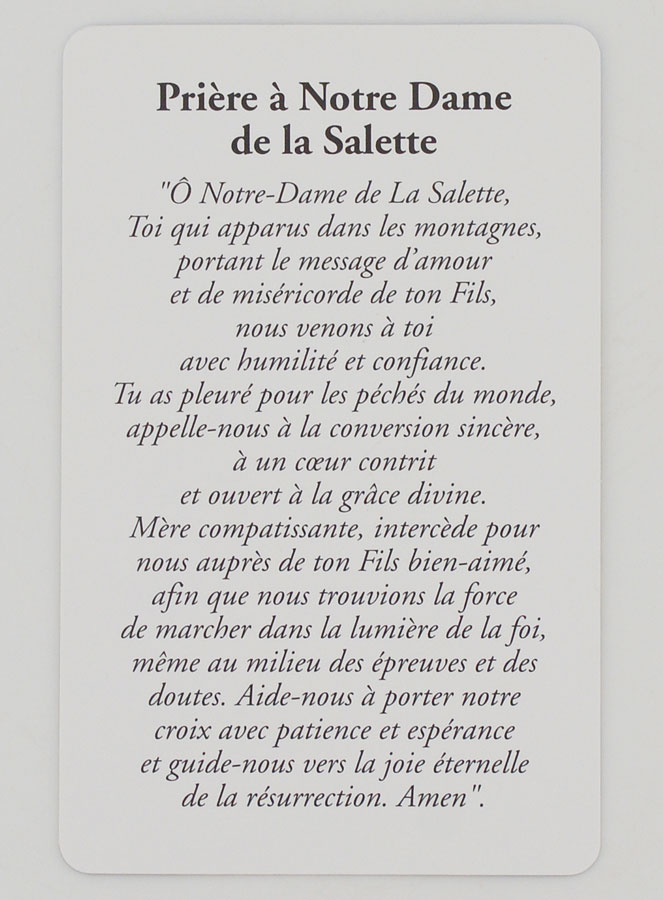 Lot de 10 Cartes de Prière à Notre Dame de la Salette (pic 4)