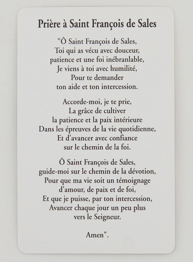 Lot de 10 Cartes de Prière à Saint François de Sales (pic 4)