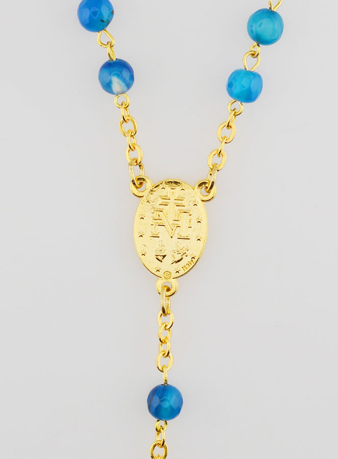 Chapelet Médaille Miraculeuse en Agate - Chaîne Dorée (pic 4)