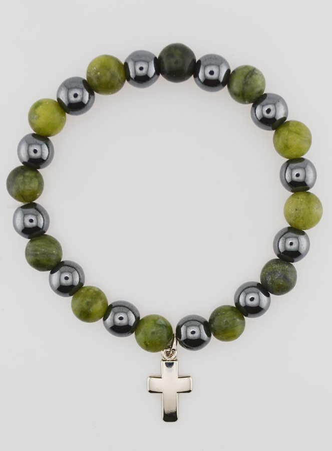 Bracelet Avec Croix - Hématite & Vésuvianite (pic 1)