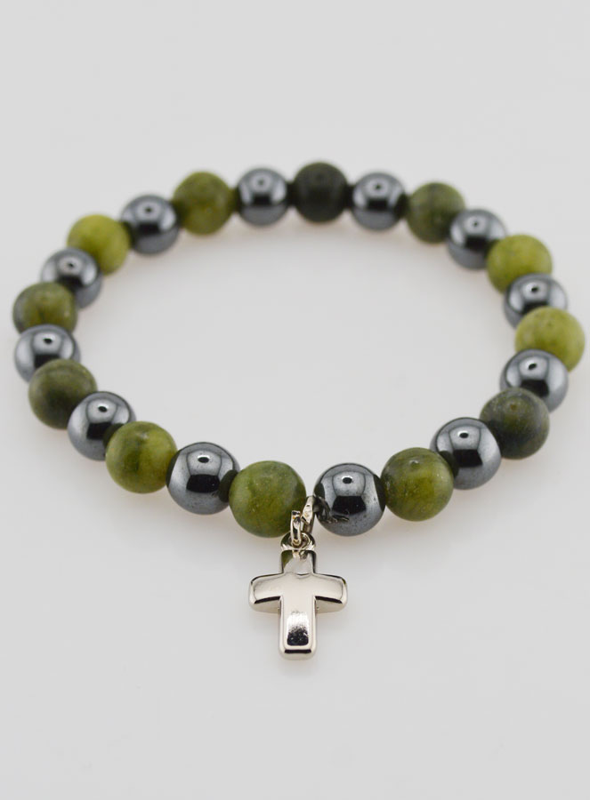 Bracelet Avec Croix - Hématite & Vésuvianite (pic 2)