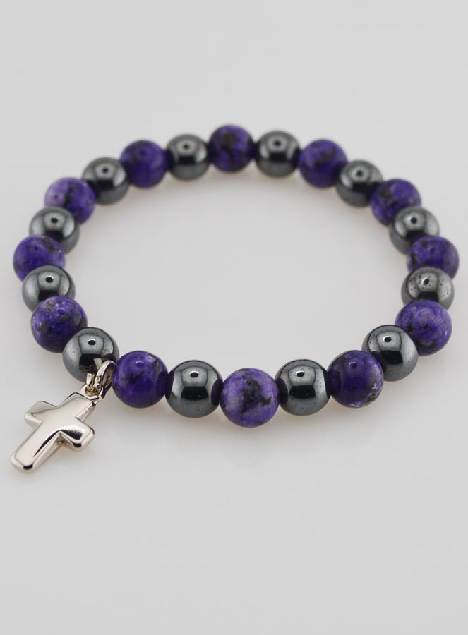 Bracelet en Pierres Naturelles de Charoïte & Hématite (pic 3)