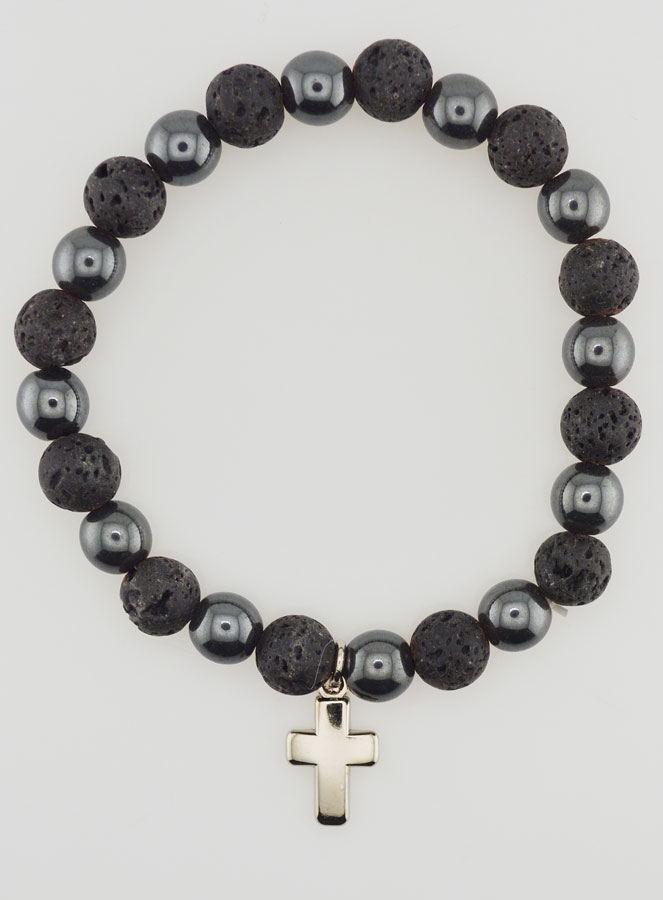 Bracelet en Pierres Naturelles - Hématite & Pierre de Lave (pic 1)