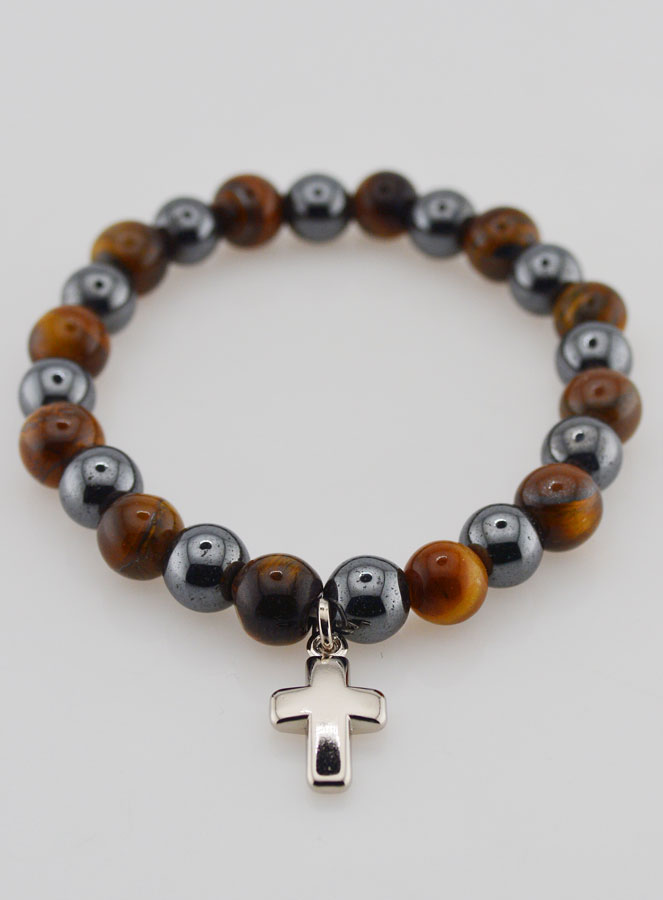 Bracelet en Pierres Naturelles - Hématite & Oeil de Tigre (pic 2)