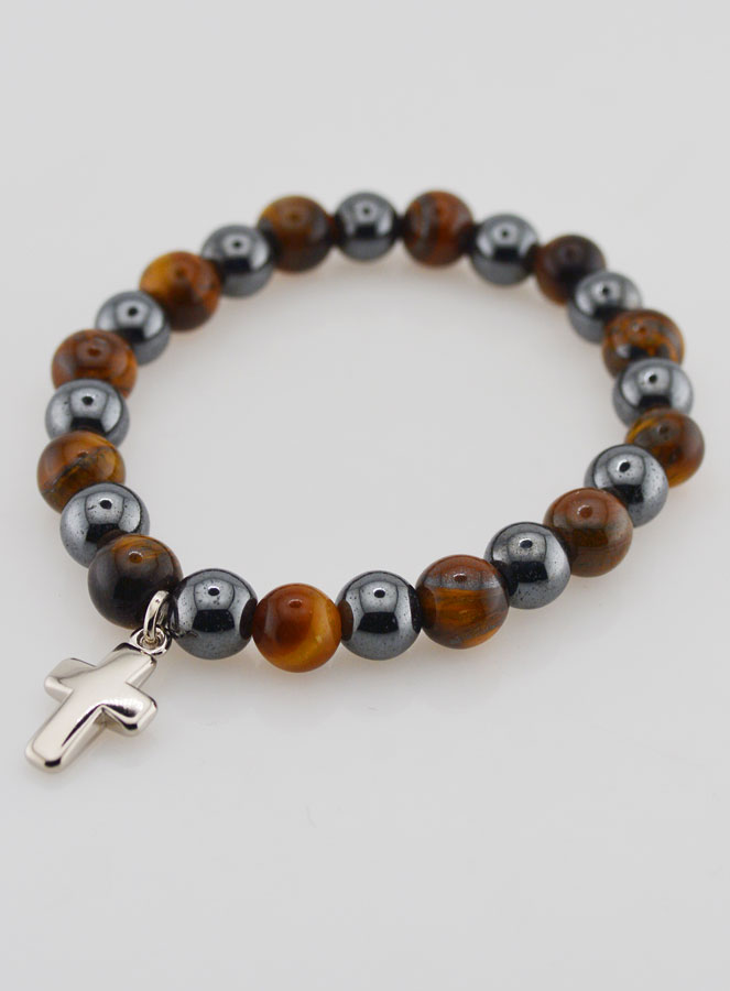 Bracelet en Pierres Naturelles - Hématite & Oeil de Tigre (pic 3)