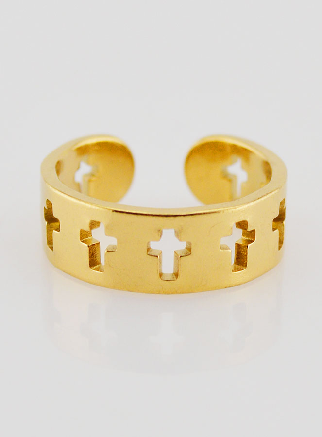 Bague Religieuse Ajustable Inox Doré (pic 1)