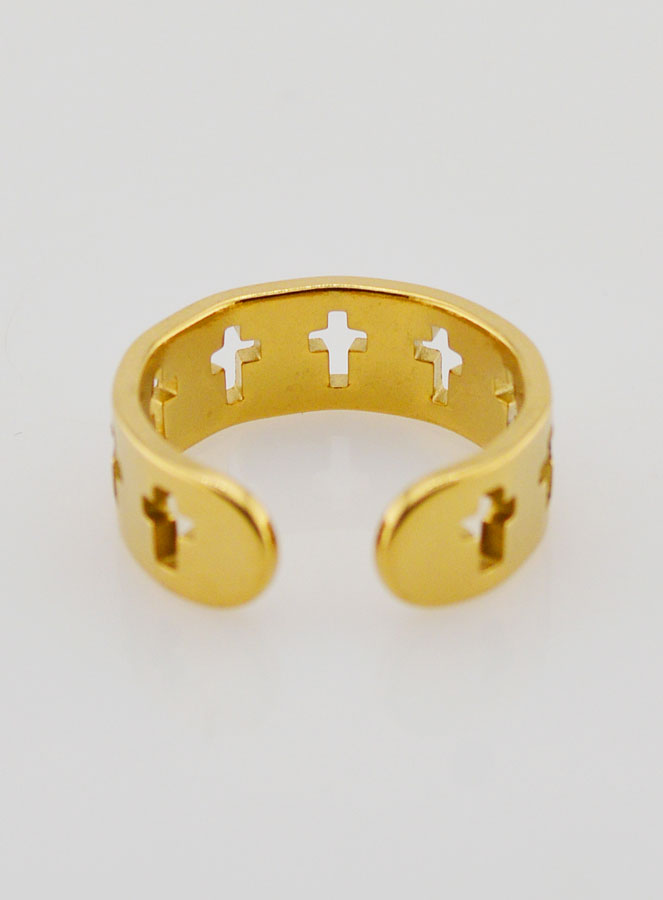 Bague Religieuse Ajustable Inox Doré (pic 4)