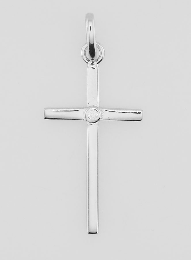 Pendentif Croix en Argent 925 & Zircon (pic 1)