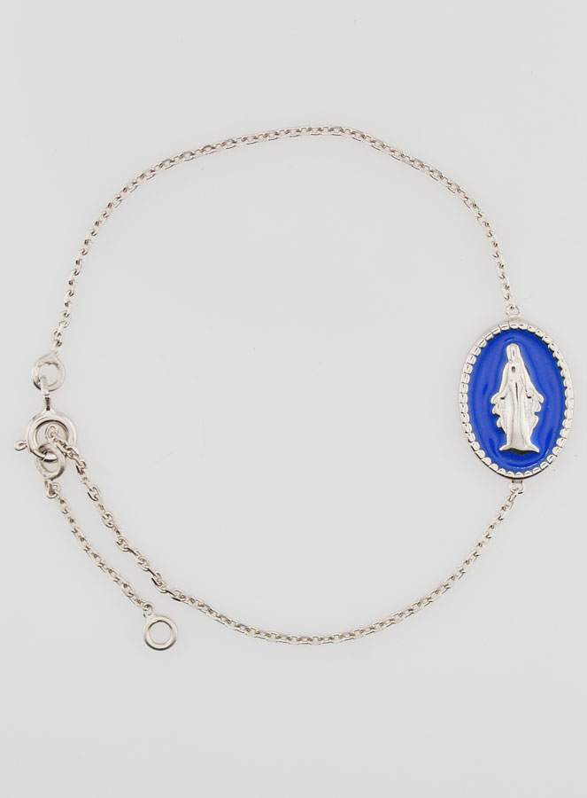 Bracelet Médaille Miraculeuse - Argent & Émail Bleu (pic 1)