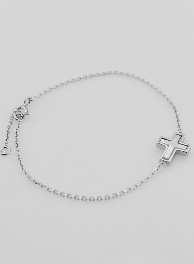 Bracelet Religieux en Argent & Croix en Nacre (pic 3)