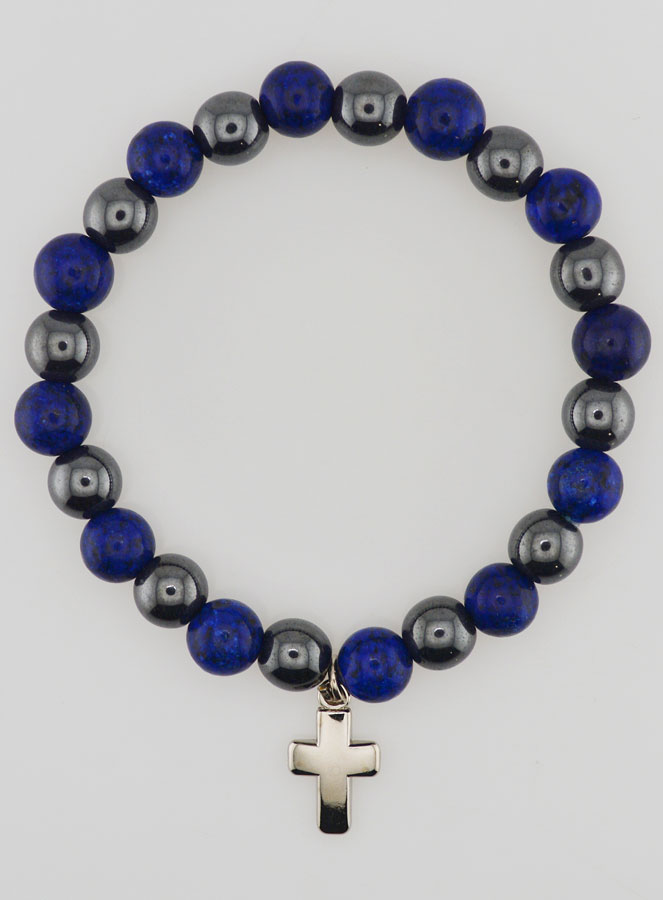 Bracelet en Pierres Naturelles - Hématite & Lapis Lazuli (pic 1)