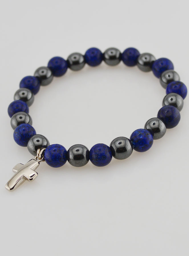 Bracelet en Pierres Naturelles - Hématite & Lapis Lazuli (pic 4)
