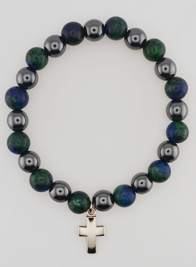 Bracelet Avec Croix - Hématite & Azurite (pic 1)