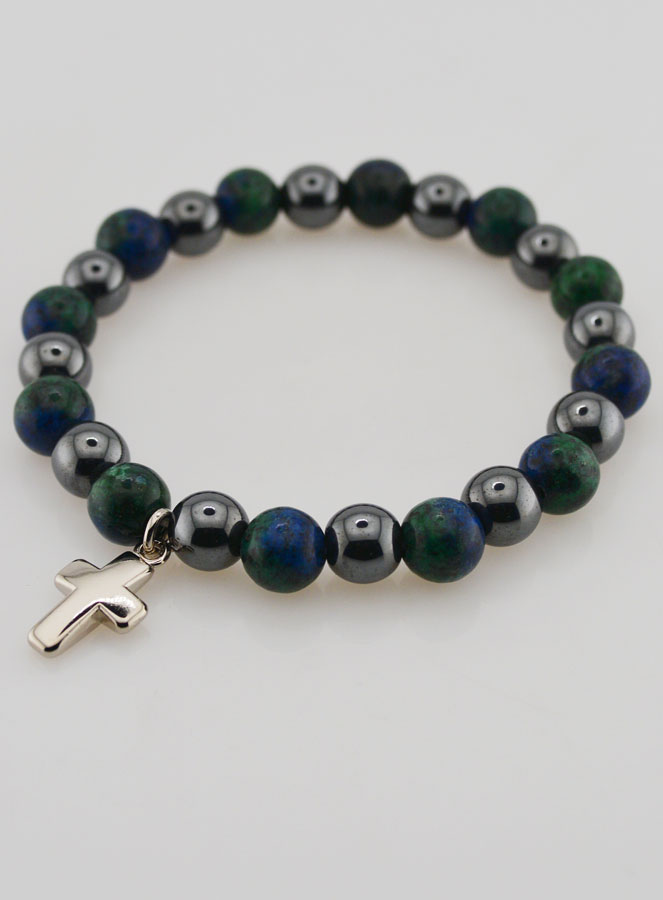 Bracelet Avec Croix - Hématite & Azurite (pic 3)