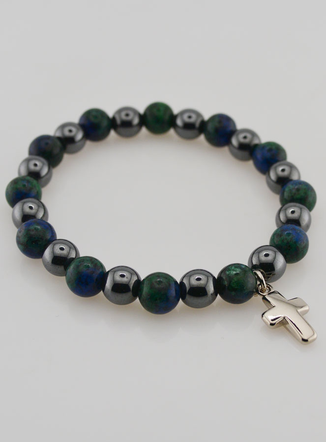 Bracelet Avec Croix - Hématite & Azurite (pic 4)