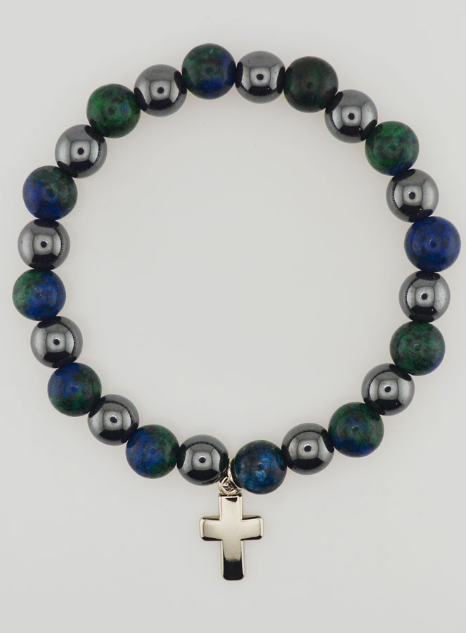 Bracelet en Pierres Naturelles - Hématite & Azurite (pic 1)