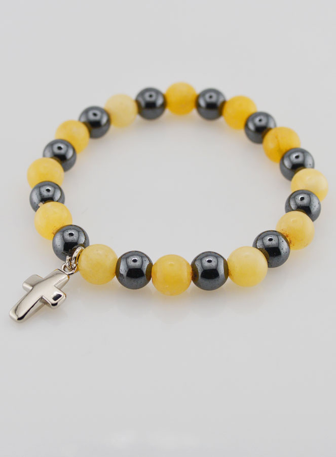 Bracelet Avec Croix - Hématite & Calcite Jaune (pic 3)