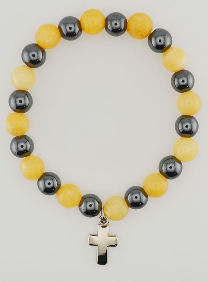 Bracelet en Pierres Naturelles - Hématite & Calcite Jaune (pic 1)