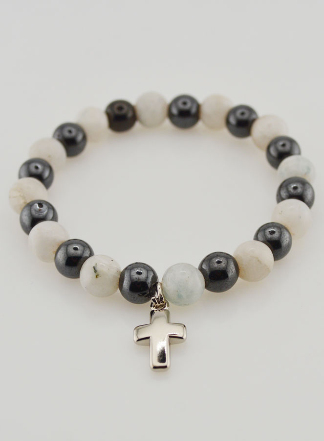 Bracelet en Pierres Naturelles - Hématite & Pierre de Lune (pic 2)