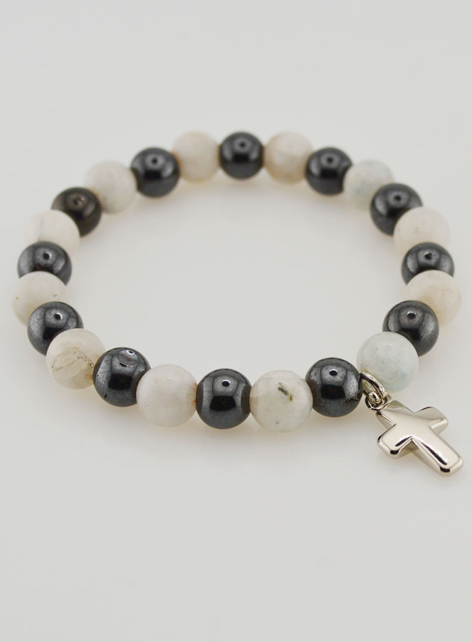 Bracelet en Pierres Naturelles - Hématite & Pierre de Lune (pic 3)