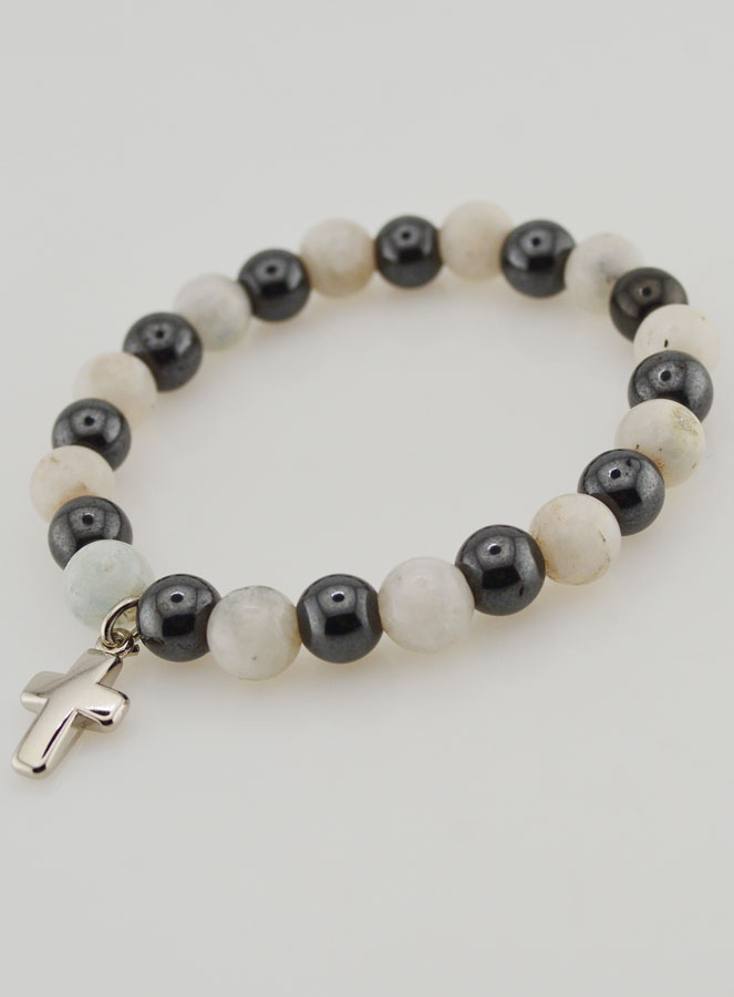 Bracelet en Pierres Naturelles - Hématite & Pierre de Lune (pic 4)