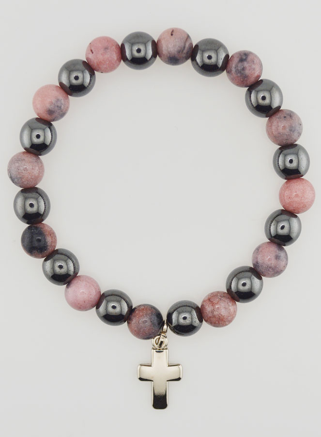 Bracelet en Pierres Naturelles - Hématite & Rhodonite (pic 1)
