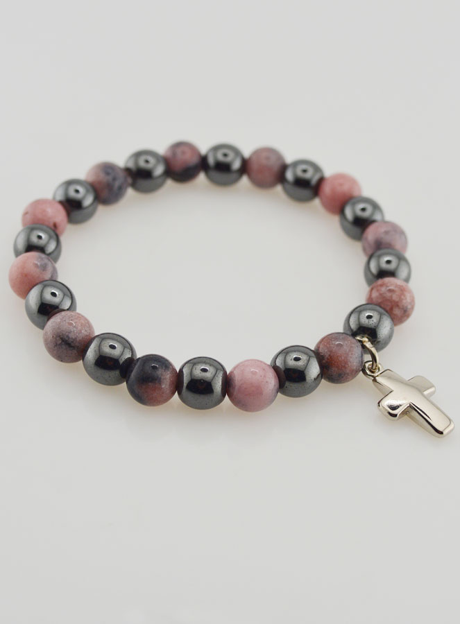 Bracelet en Pierres Naturelles - Hématite & Rhodonite (pic 4)