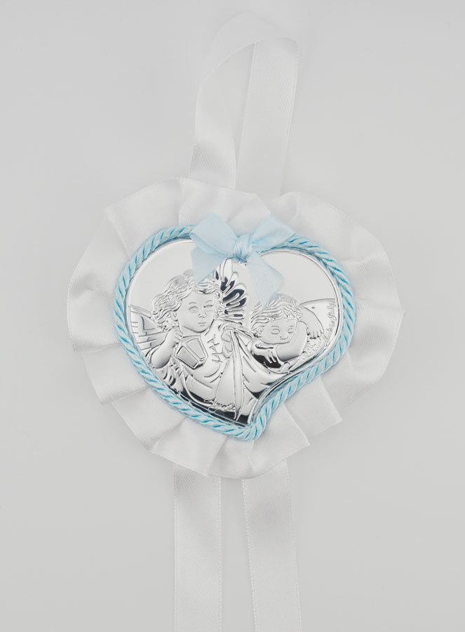 Cadeau de Baptême - Médaille de Berceau Coeur & Ange Gardien (pic 1)